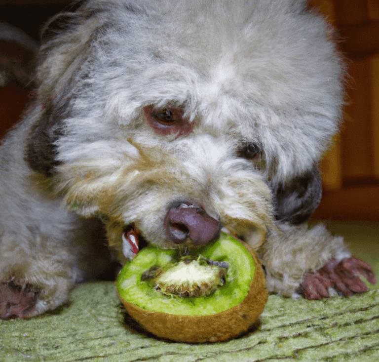 Can Dogs Eat Kiwi? Dog eating kiwi