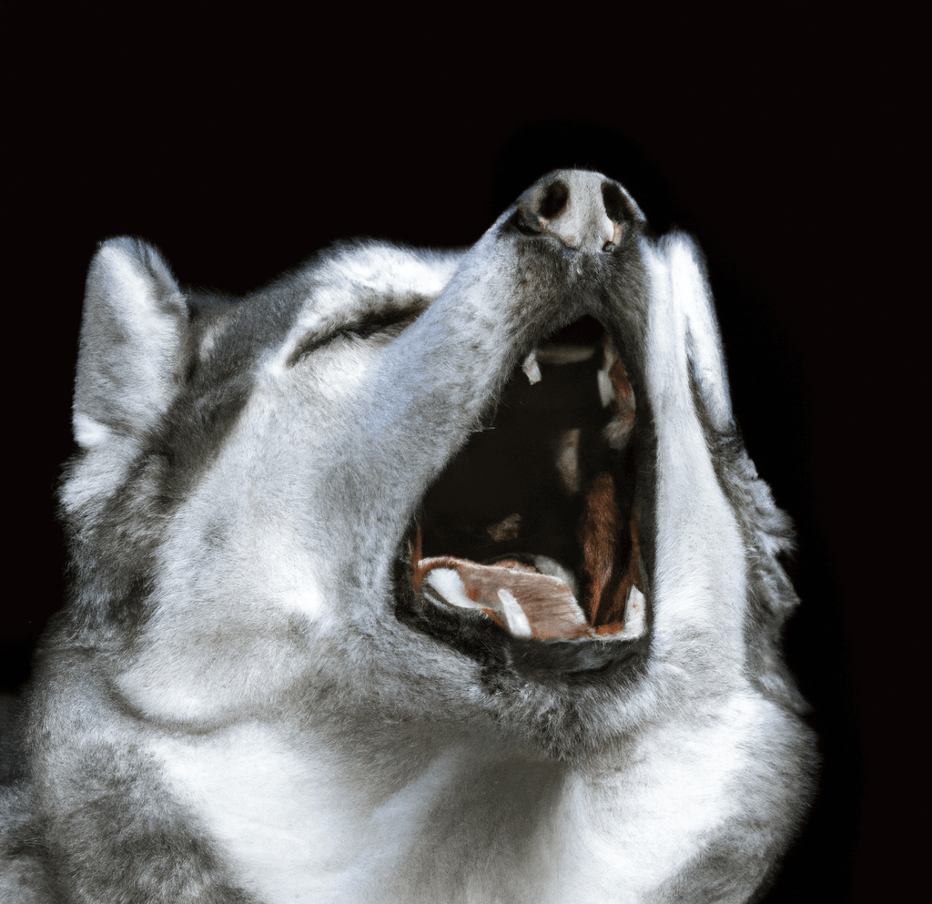 Why Do Dogs Howl? A close-up of a husky dog howling, with their mouth open and tongue slightly out, expressing their vocalization behavior